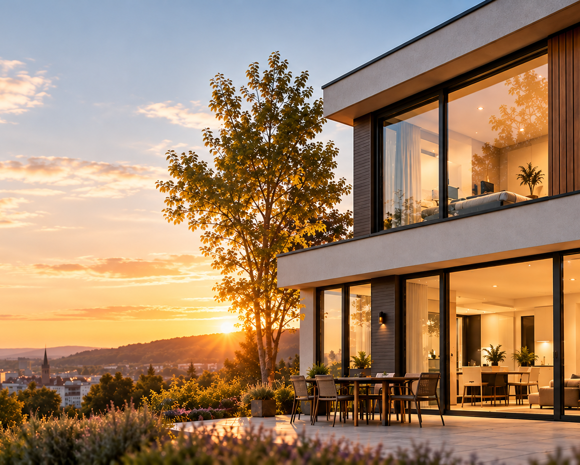 Modernes Haus mit großen Glasfenstern – Riedel Fensterbau Heilbronn